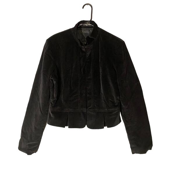 The Limited Jackets & Blazers - The Limited Black Velour Long Sleeve Cropped Blazer Jacket Women SZ 10